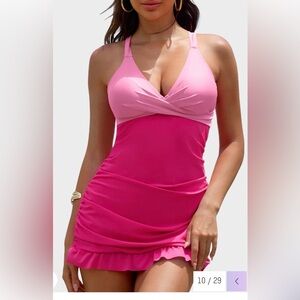 Pink Halter SwimDress